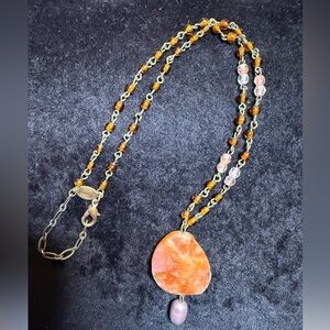 Elegant Orange and Gold Necklace